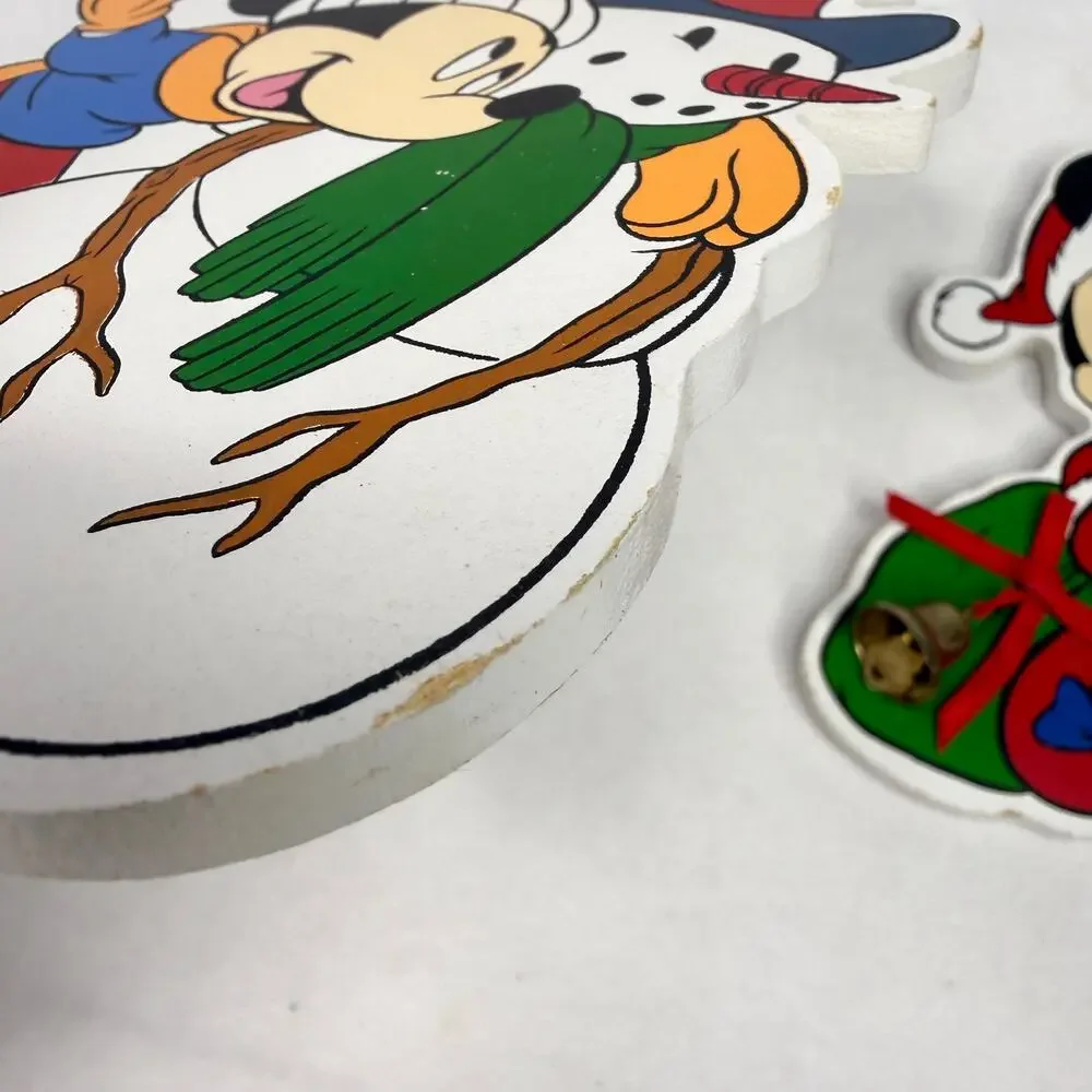 Two Vintage Wooden Disney Christmas Ornaments